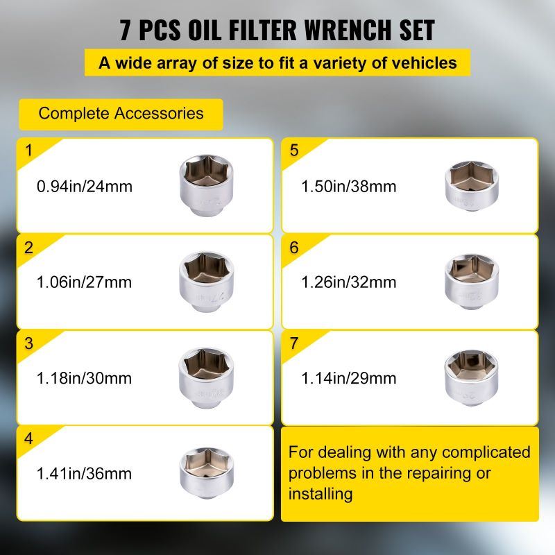 Professional Auto Tools Oil Filter Socket Set Cup Socket Tool Set Oil Filter Cap Wrench