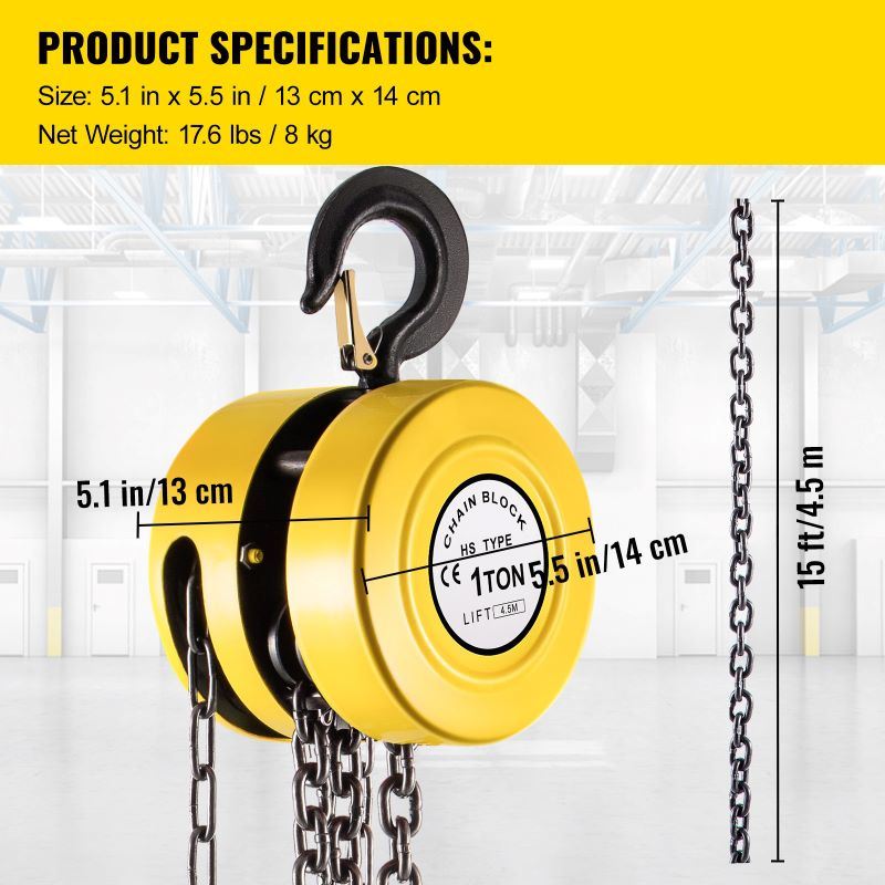 Hand Chain Hoist Chain Block W/Industrial-Grade Steel Construction for Lifting Good In Transport & Workshop