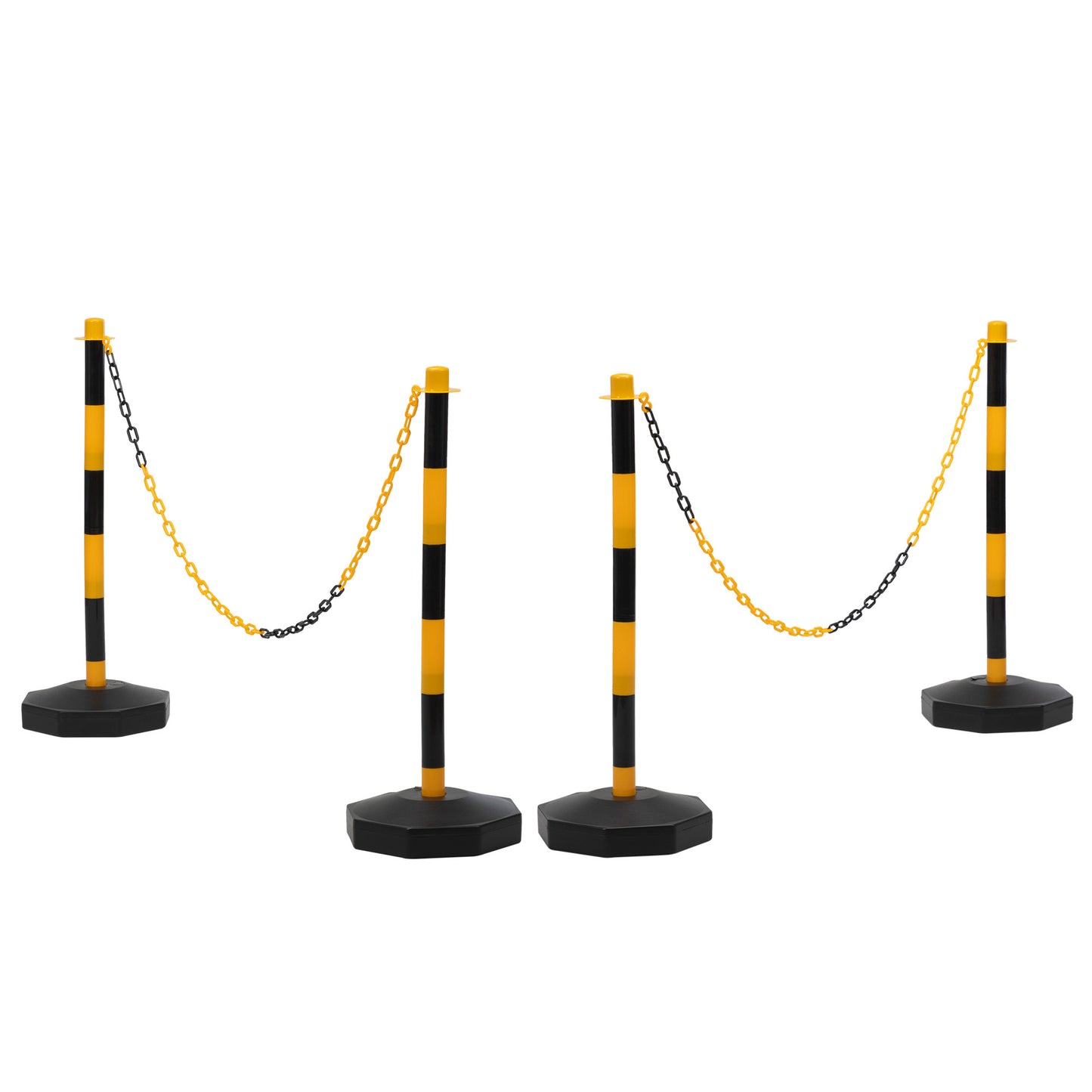 Traffic Delineator Post Cone with Waterflood Base;  Crowd Control Stands Barrier with 5 ft Link Chain;  Parking Cones for Drivers Training